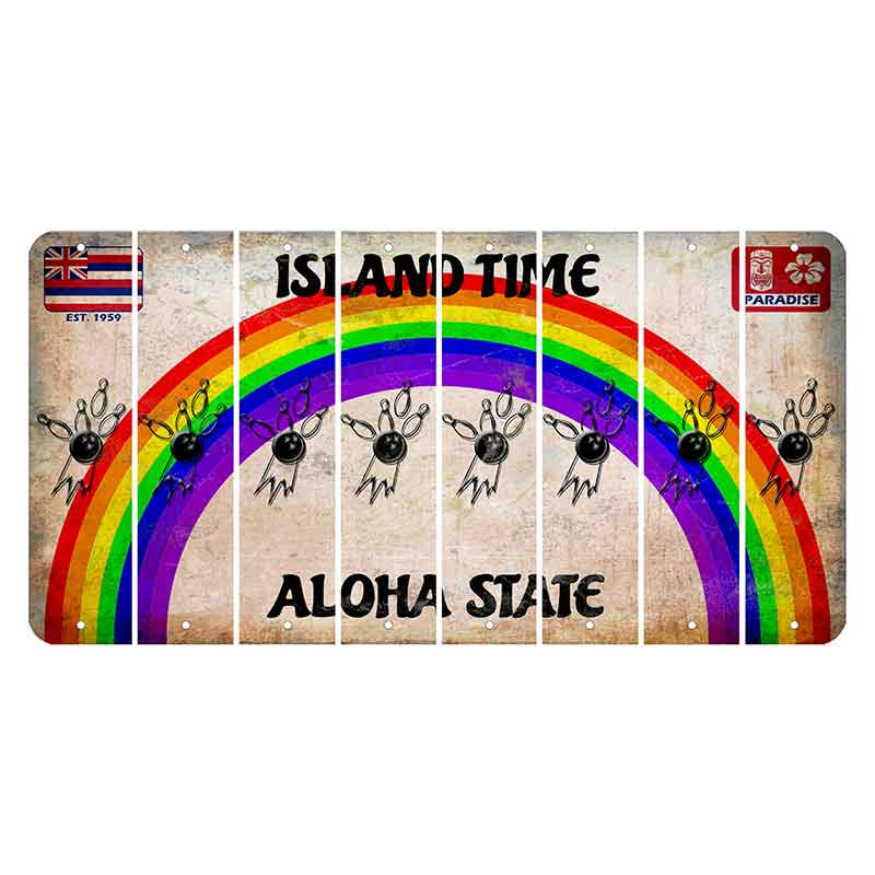 Hawaii Rainbow Island Time Cut License Plate Strips (Set of 8)