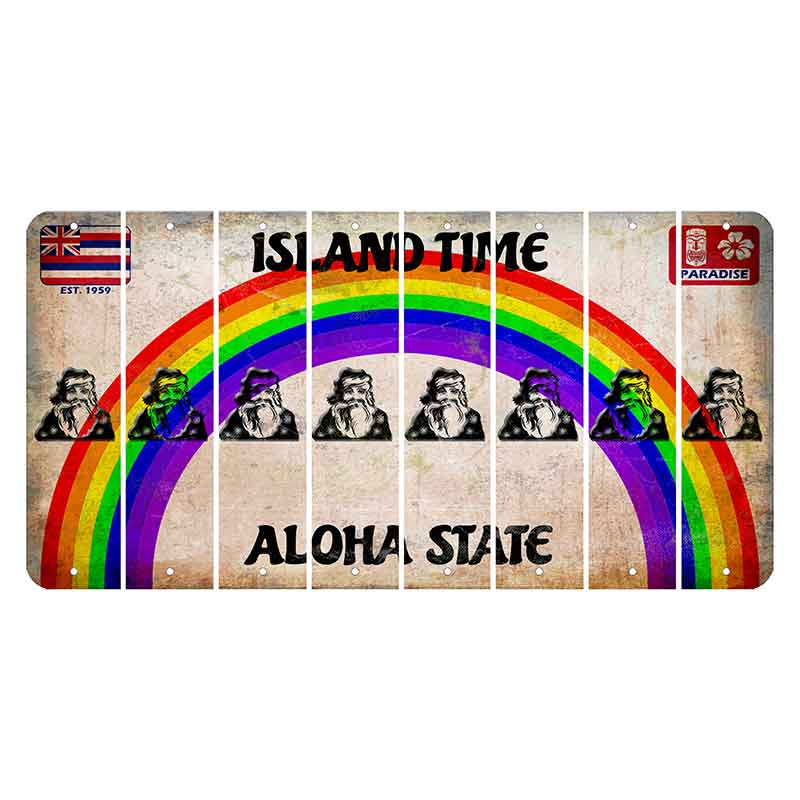 Hawaii Rainbow Island Time Cut License Plate Strips (Set of 8)