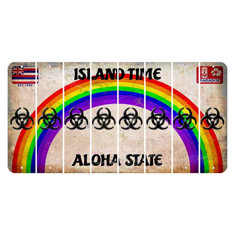 Hawaii Rainbow Island Time Cut License Plate Strips (Set of 8) Radioactive