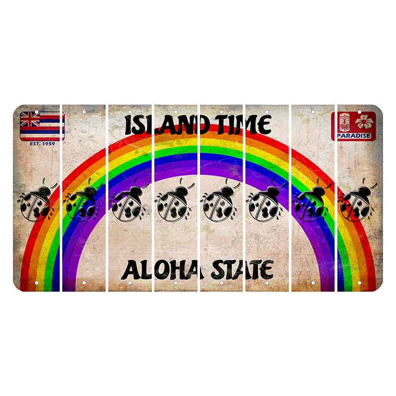 Hawaii Rainbow Island Time Cut License Plate Strips (Set of 8)