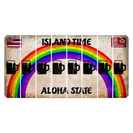 Hawaii Rainbow Island Time Cut License Plate Strips (Set of 8)