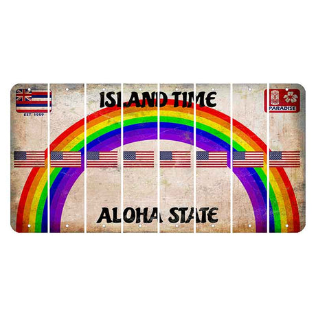 Hawaii Rainbow Island Time Cut License Plate Strips (Set of 8)