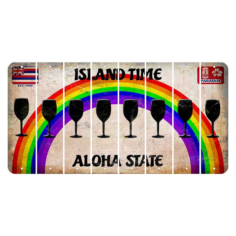 Hawaii Rainbow Island Time Cut License Plate Strips (Set of 8)