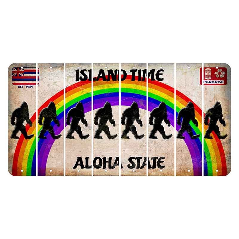 Hawaii Rainbow Island Time Cut License Plate Strips (Set of 8) Bigfoot