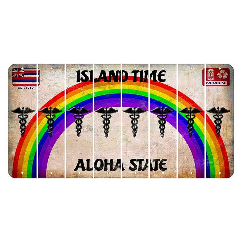 Hawaii Rainbow Island Time Cut License Plate Strips (Set of 8)