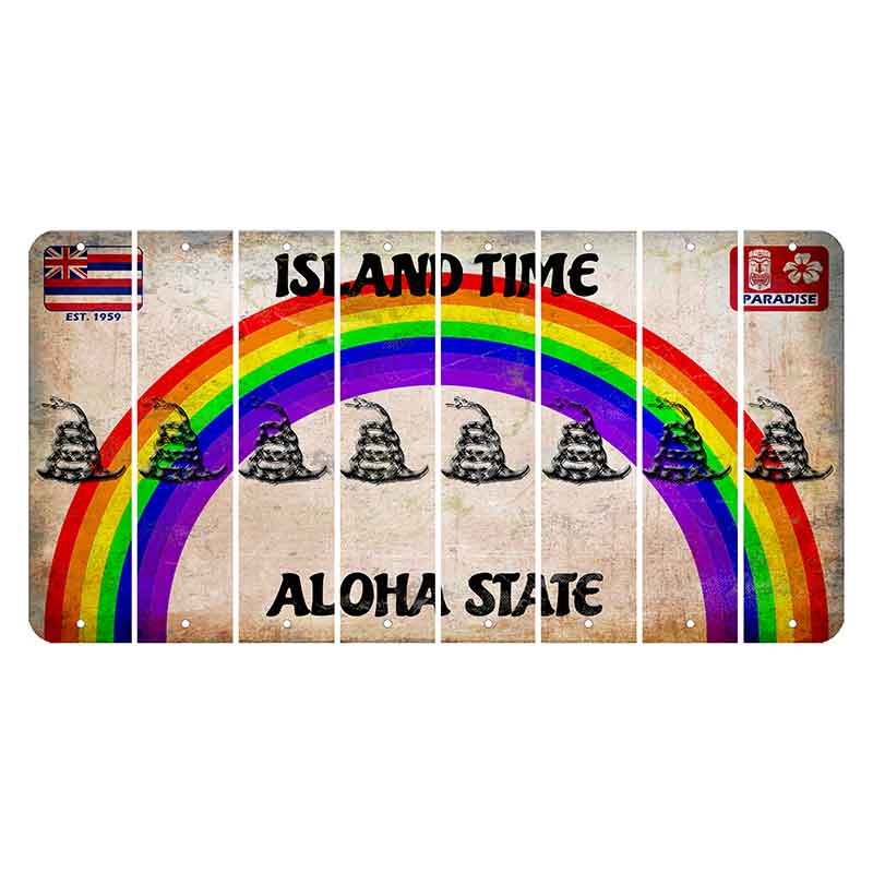 Hawaii Rainbow Island Time Cut License Plate Strips (Set of 8)