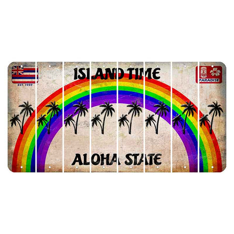 Hawaii Rainbow Island Time Cut License Plate Strips (Set of 8)