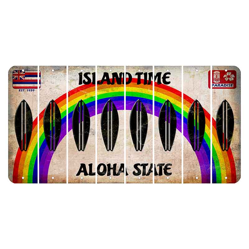 Hawaii Rainbow Island Time Cut License Plate Strips (Set of 8)