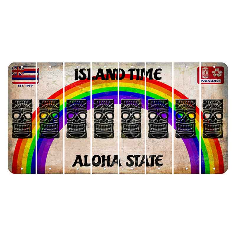 Hawaii Rainbow Island Time Cut License Plate Strips (Set of 8)