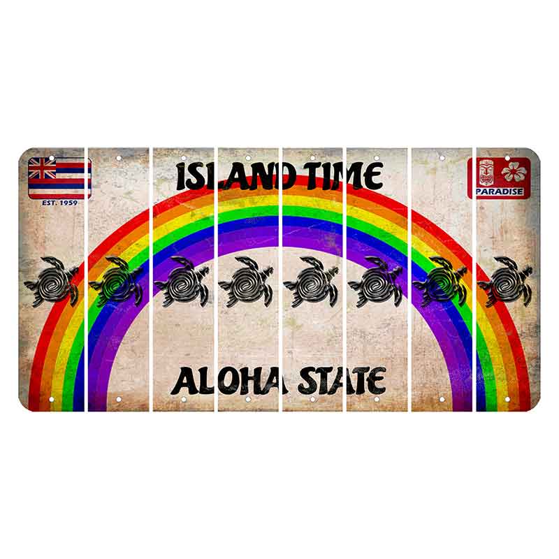 Hawaii Rainbow Island Time Cut License Plate Strips (Set of 8) Sea Turtle
