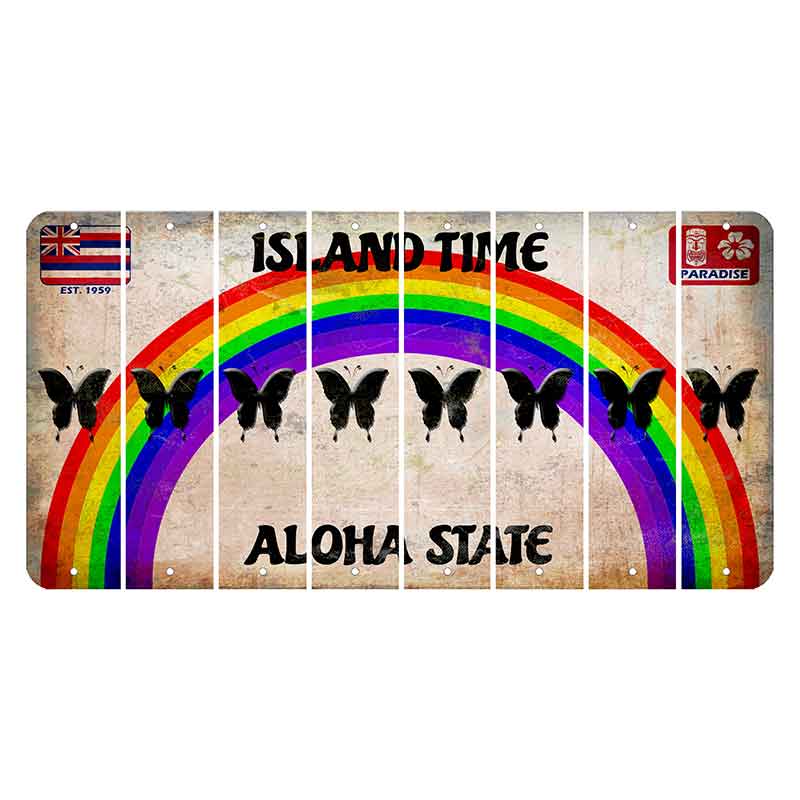 Hawaii Rainbow Island Time Cut License Plate Strips (Set of 8)