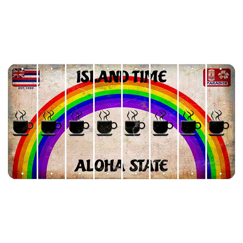 Hawaii Rainbow Island Time Cut License Plate Strips (Set of 8)