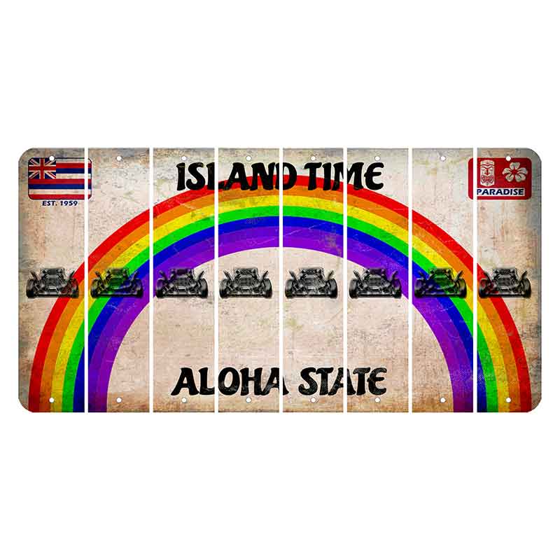 Hawaii Rainbow Island Time Cut License Plate Strips (Set of 8) Hot Rod