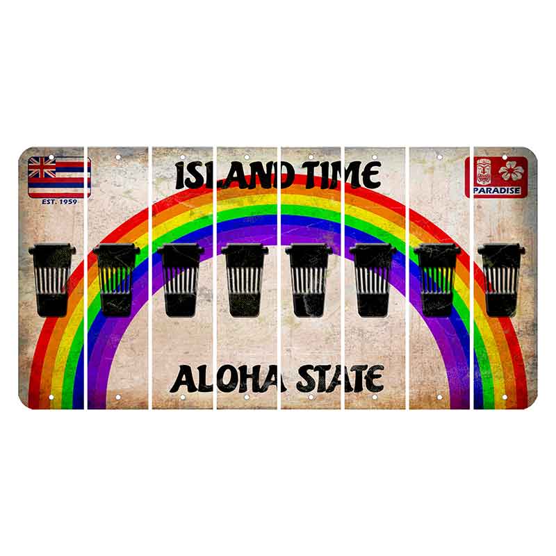 Hawaii Rainbow Island Time Cut License Plate Strips (Set of 8)