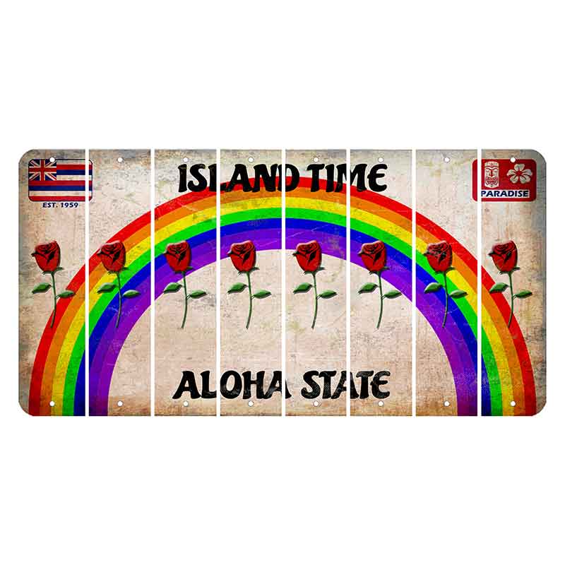 Hawaii Rainbow Island Time Cut License Plate Strips (Set of 8)