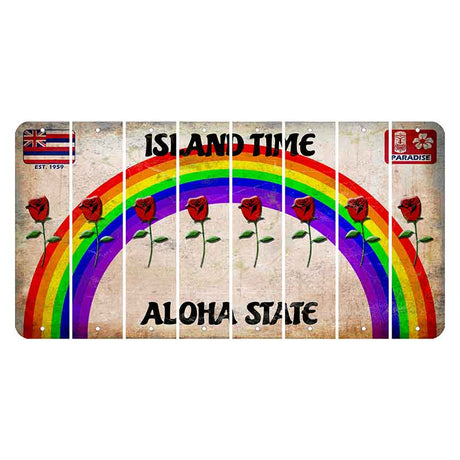 Hawaii Rainbow Island Time Cut License Plate Strips (Set of 8)