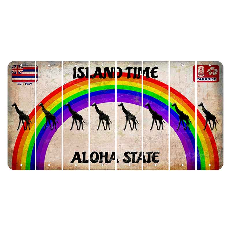 Hawaii Rainbow Island Time Cut License Plate Strips (Set of 8)