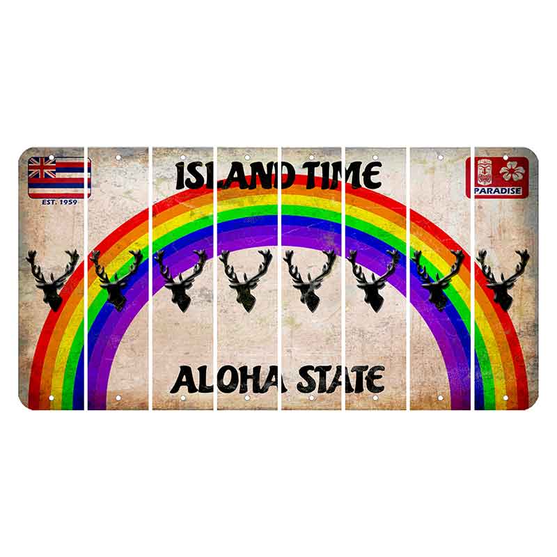 Hawaii Rainbow Island Time Cut License Plate Strips (Set of 8)