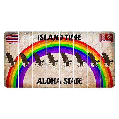 Hawaii Rainbow Island Time Cut License Plate Strips (Set of 8)