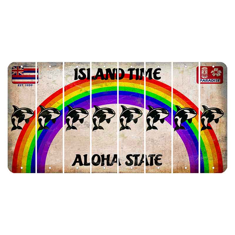 Hawaii Rainbow Island Time Cut License Plate Strips (Set of 8)