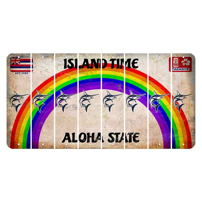 Hawaii Rainbow Island Time Cut License Plate Strips (Set of 8)