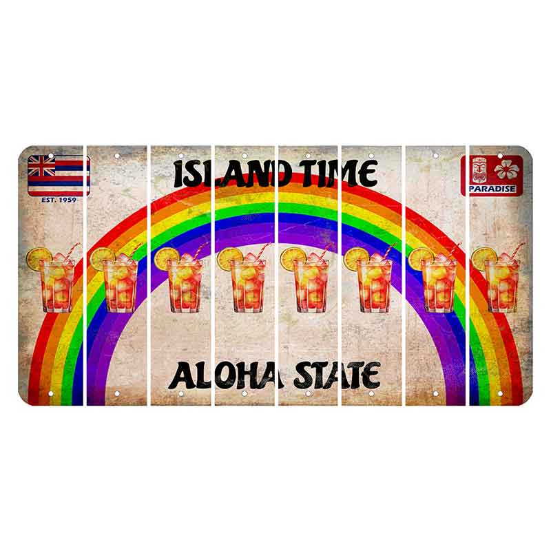 Hawaii Rainbow Island Time Cut License Plate Strips (Set of 8)