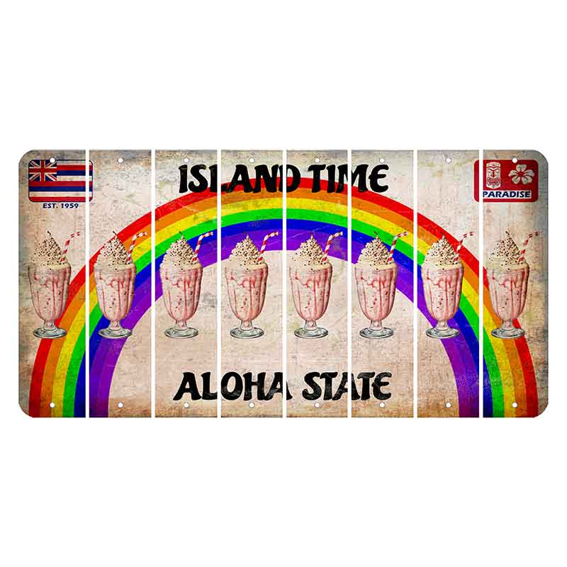 Hawaii Rainbow Island Time Cut License Plate Strips (Set of 8)