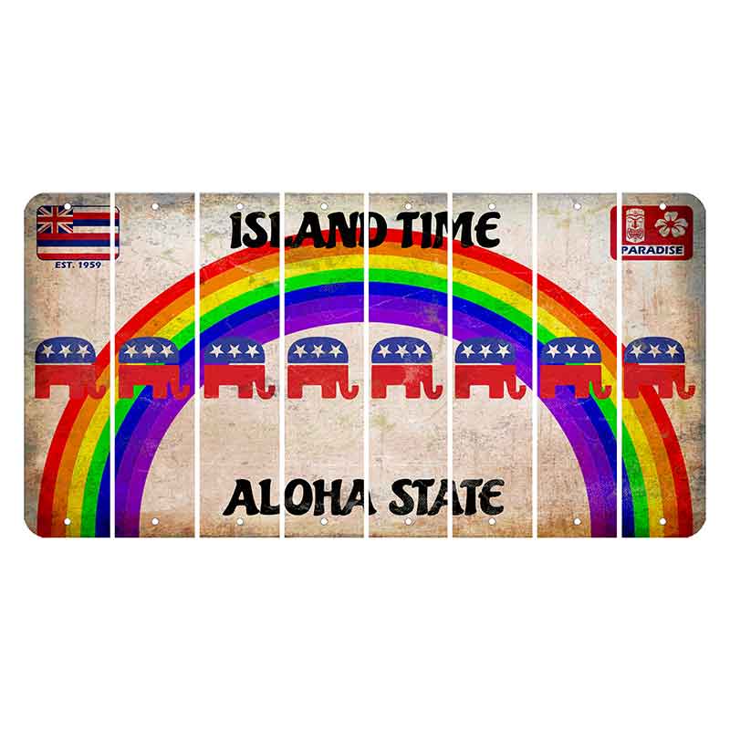 Hawaii Rainbow Island Time Cut License Plate Strips (Set of 8)