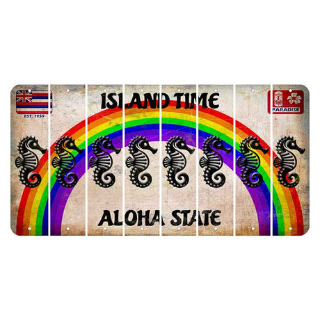 Hawaii Rainbow Island Time Cut License Plate Strips (Set of 8)