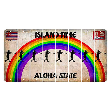 Hawaii Rainbow Island Time Cut License Plate Strips (Set of 8)