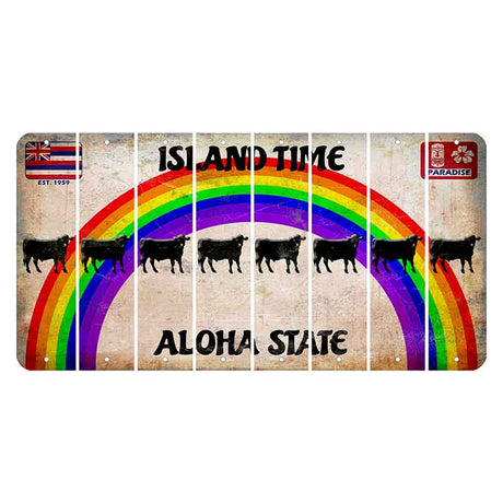 Hawaii Rainbow Island Time Cut License Plate Strips (Set of 8)