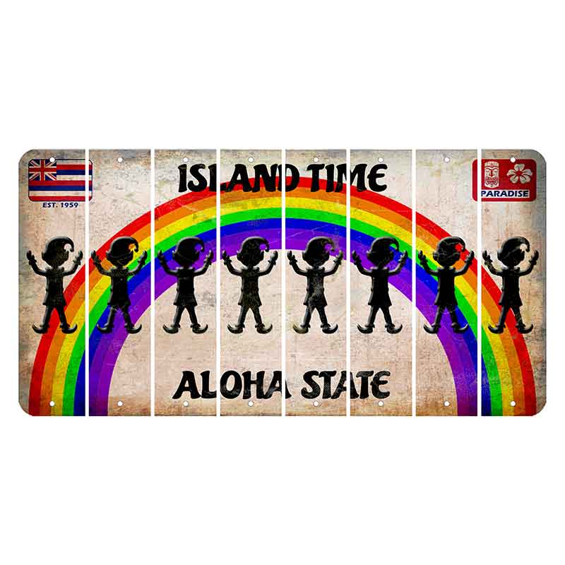 Hawaii Rainbow Island Time Cut License Plate Strips (Set of 8)