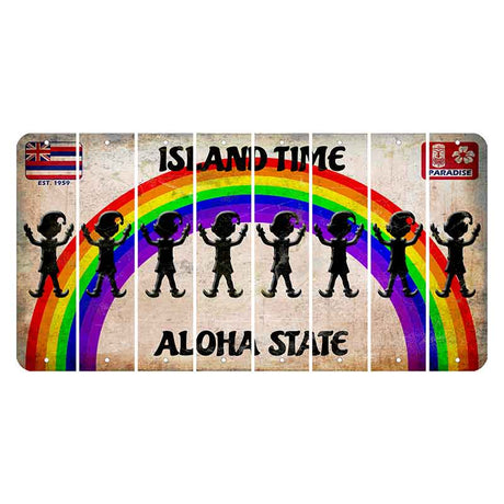 Hawaii Rainbow Island Time Cut License Plate Strips (Set of 8)