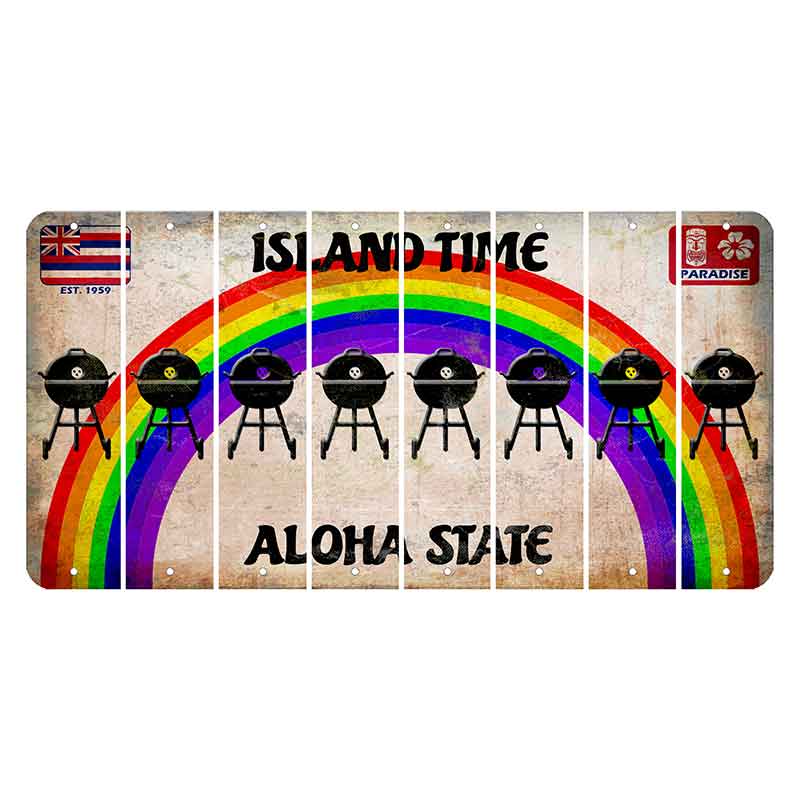 Hawaii Rainbow Island Time Cut License Plate Strips (Set of 8)