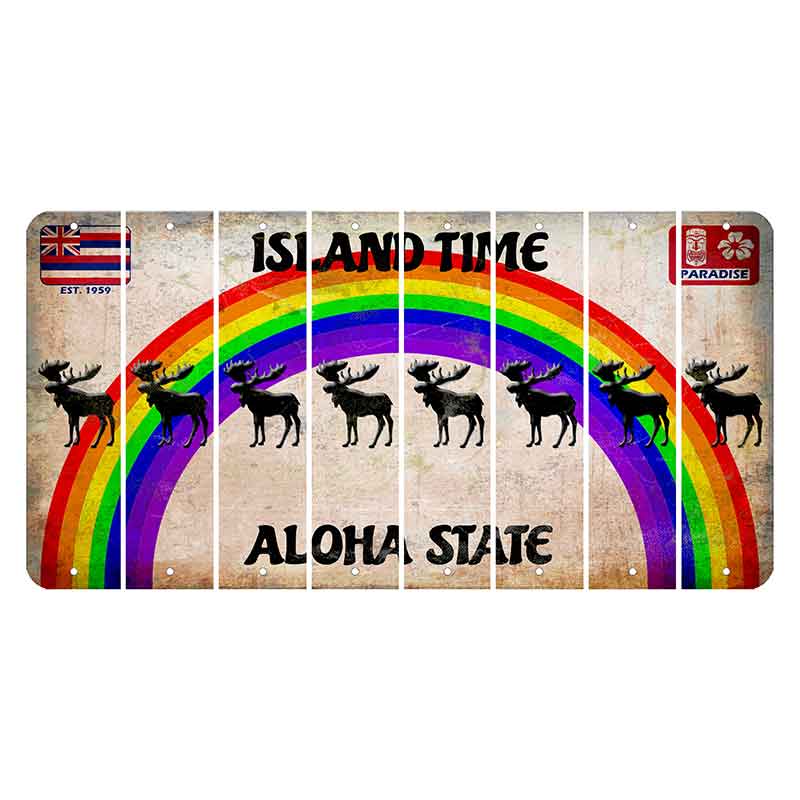 Hawaii Rainbow Island Time Cut License Plate Strips (Set of 8)