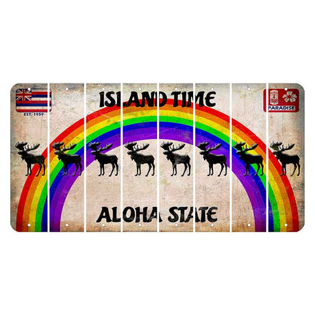 Hawaii Rainbow Island Time Cut License Plate Strips (Set of 8)