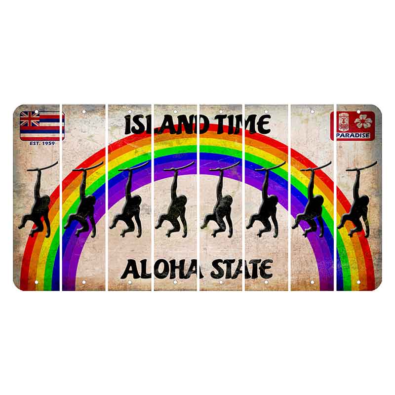 Hawaii Rainbow Island Time Cut License Plate Strips (Set of 8)