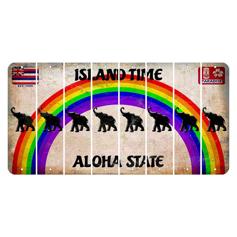 Hawaii Rainbow Island Time Cut License Plate Strips (Set of 8)