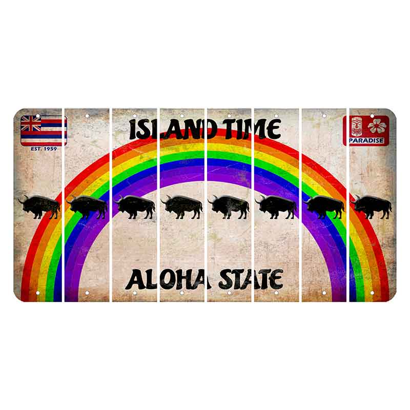 Hawaii Rainbow Island Time Cut License Plate Strips (Set of 8) Buffalo