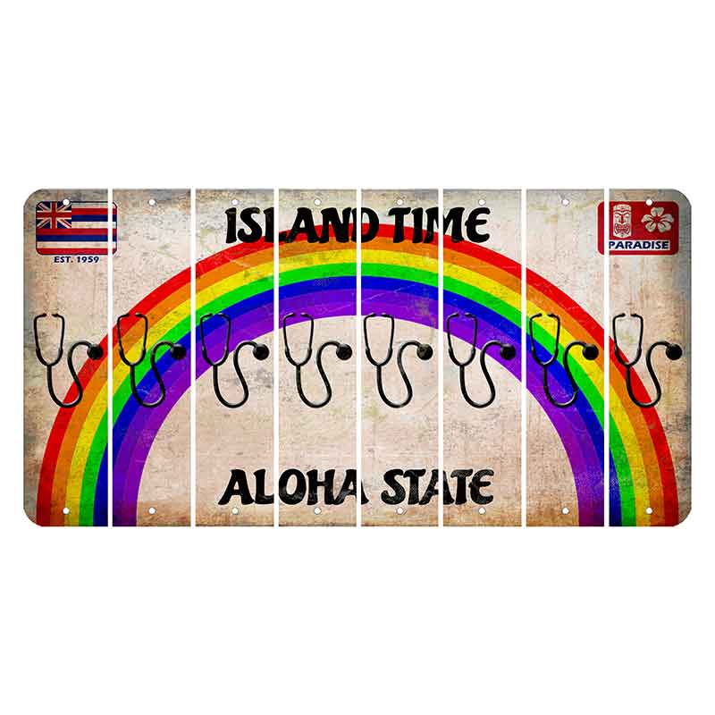 Hawaii Rainbow Island Time Cut License Plate Strips (Set of 8)