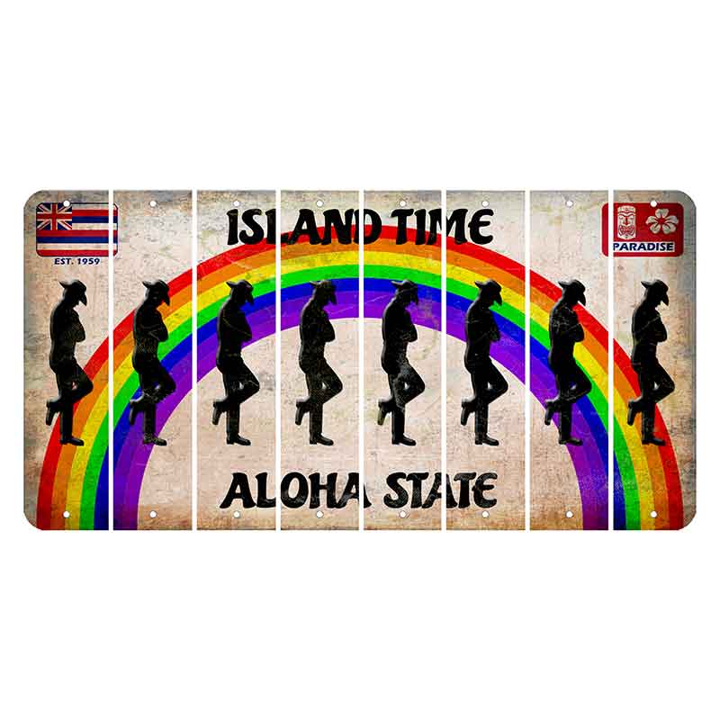 Hawaii Rainbow Island Time Cut License Plate Strips (Set of 8) Cowboy - Leaning