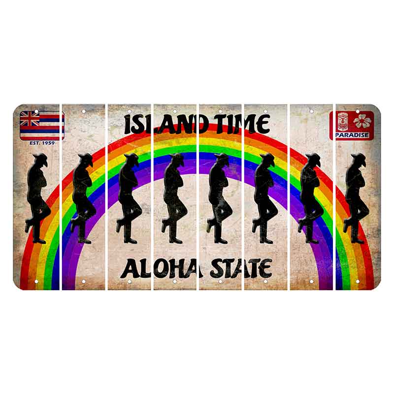 Hawaii Rainbow Island Time Cut License Plate Strips (Set of 8)