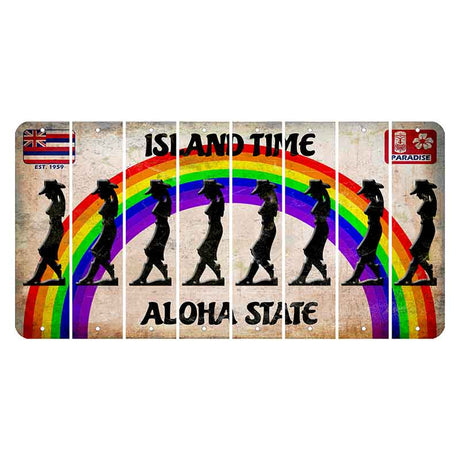 Hawaii Rainbow Island Time Cut License Plate Strips (Set of 8)