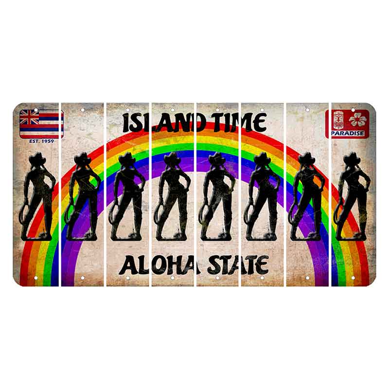 Hawaii Rainbow Island Time Cut License Plate Strips (Set of 8)