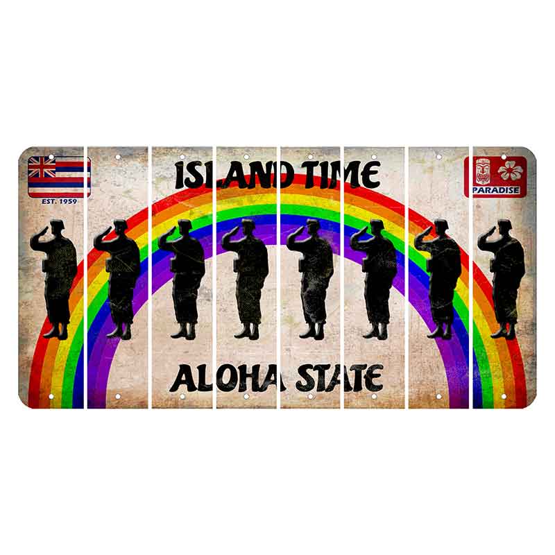 Hawaii Rainbow Island Time Cut License Plate Strips (Set of 8)