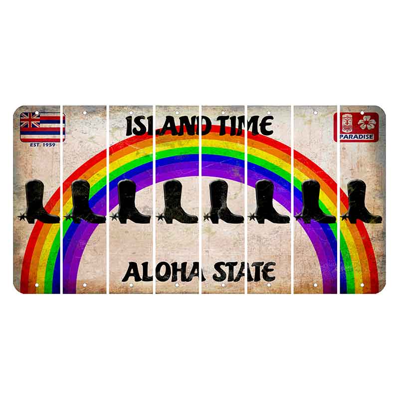 Hawaii Rainbow Island Time Cut License Plate Strips (Set of 8)