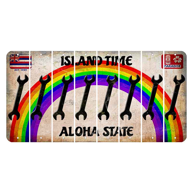 Hawaii Rainbow Island Time Cut License Plate Strips (Set of 8)