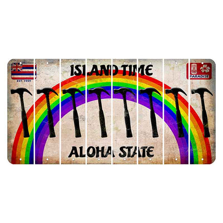 Hawaii Rainbow Island Time Cut License Plate Strips (Set of 8)