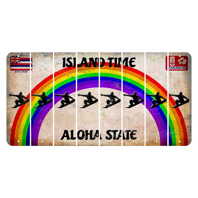 Hawaii Rainbow Island Time Cut License Plate Strips (Set of 8)