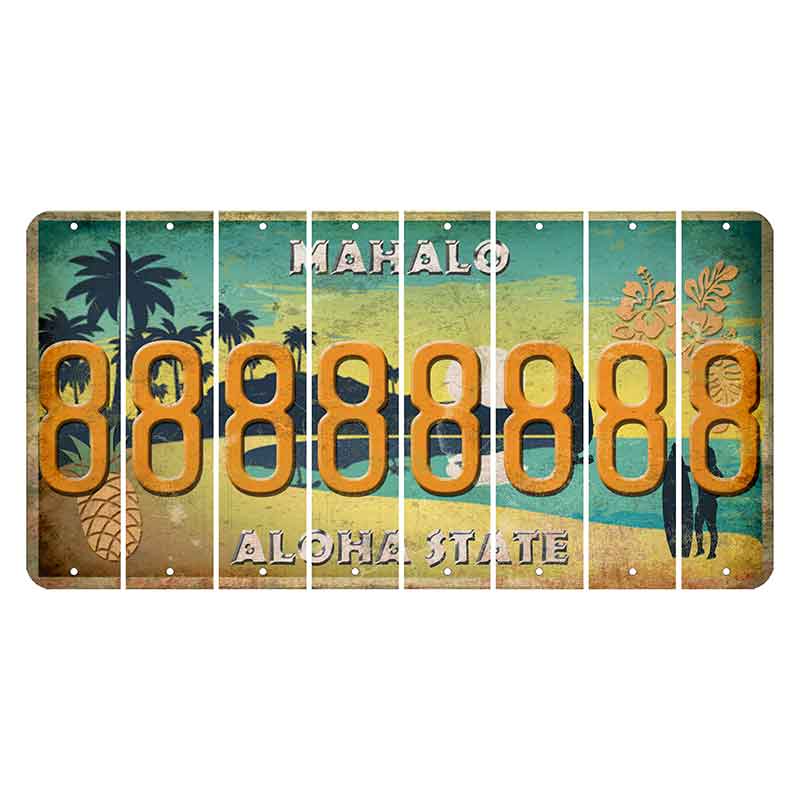 Hawaii Pineapple Cut License Plate Strips (Set of 8) 8